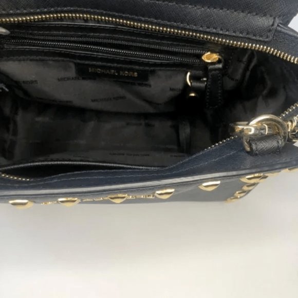 MICHAEL Michael Kors Selma Medium Studded Saffiano Leather Messenger Black - Picture 3 of 7